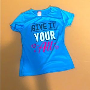 Blue Silky Give it Your All Shirt